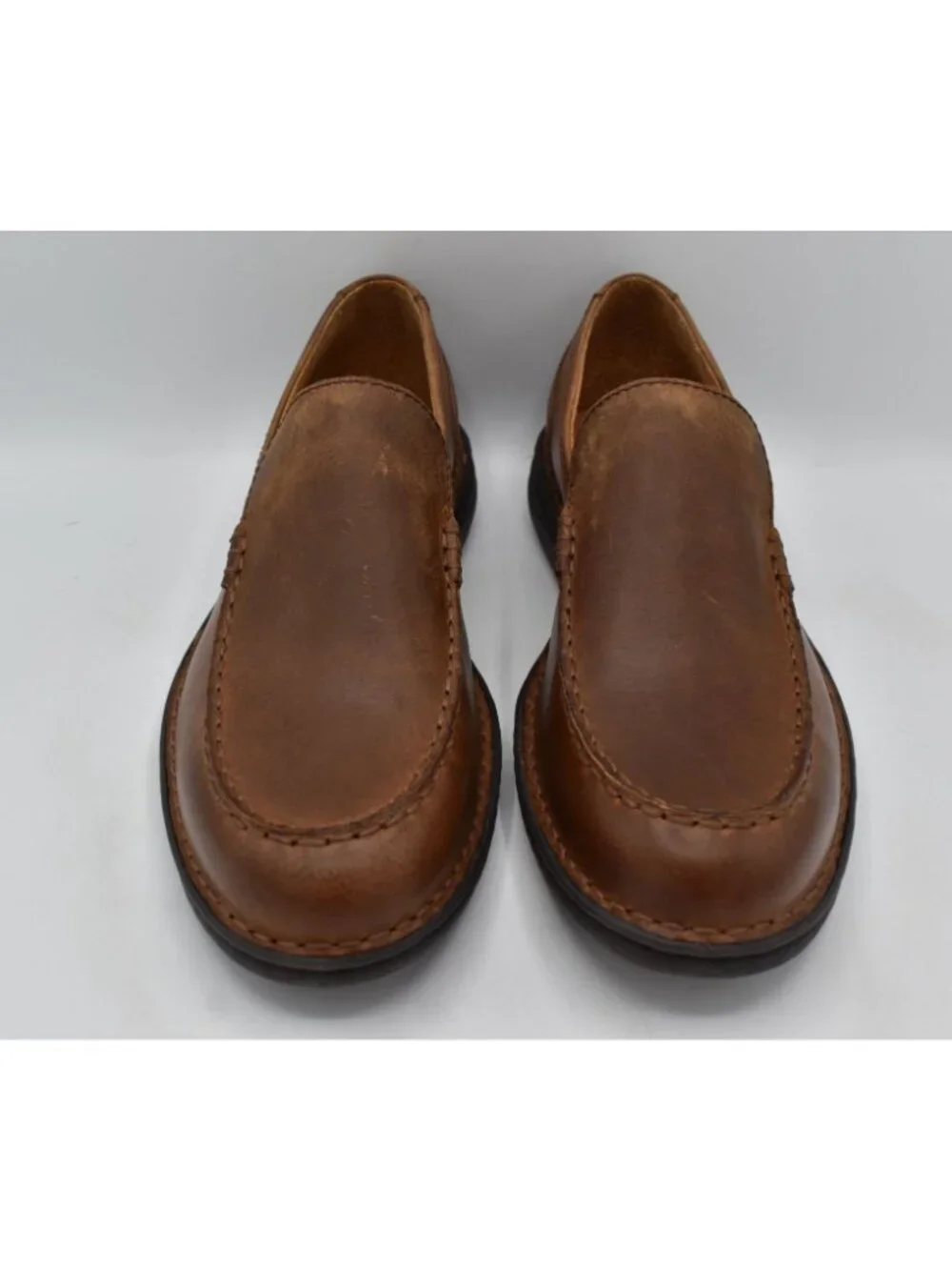 Born Mens Size 9.5 Thatcher Rust Full Grain Leather‎ Dark Brown Loafers Shoes